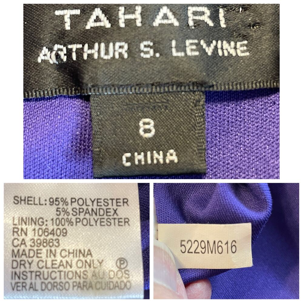 Tahari ASL Black Purple Pink 90s Colorblock Career Classic Sheath Dress 8 - Picture 9 of 11